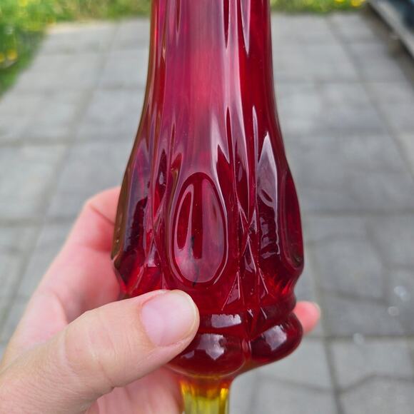 Kanawha glass orange red Mcm vase - Picture 3 of 12